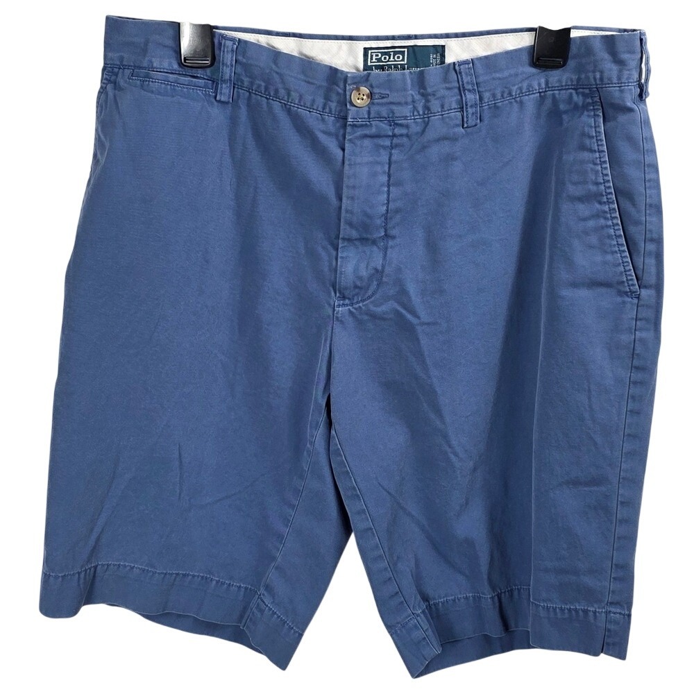 Vintage Polo Ralph Lauren Mens Blue Chino Shorts Size 34 Cotton Twill Classic Fi